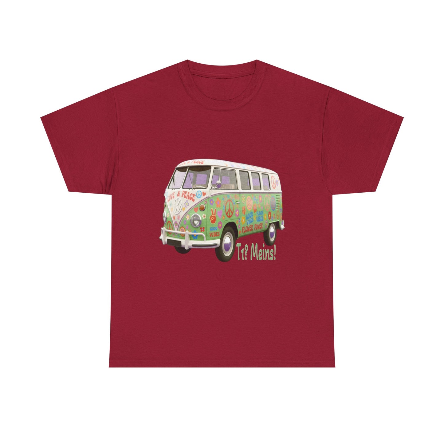 VW Bulli T1 grün (Rückseite Gedicht) - T-Shirt