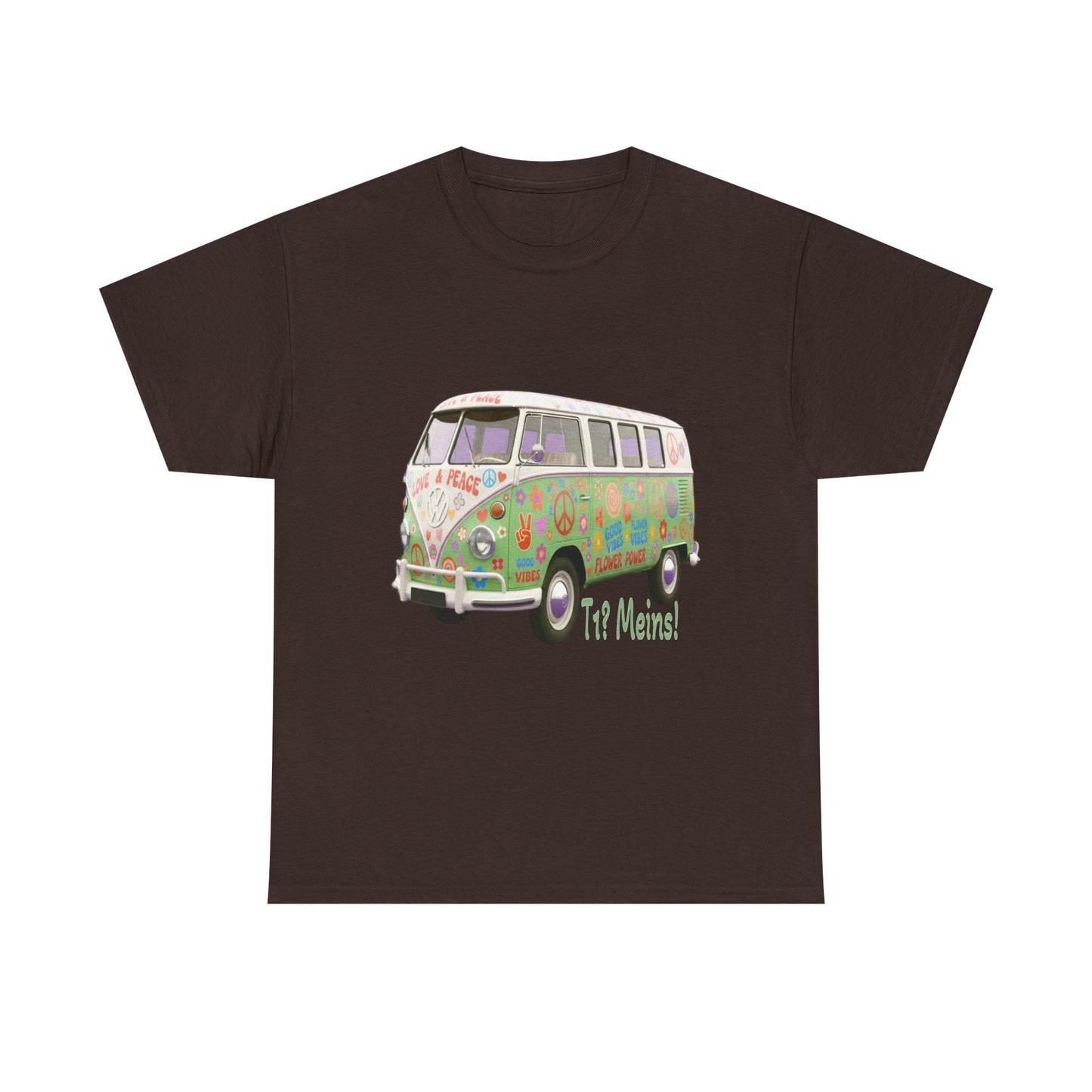 VW Bulli T1 grün (Rückseite Gedicht) - T-Shirt