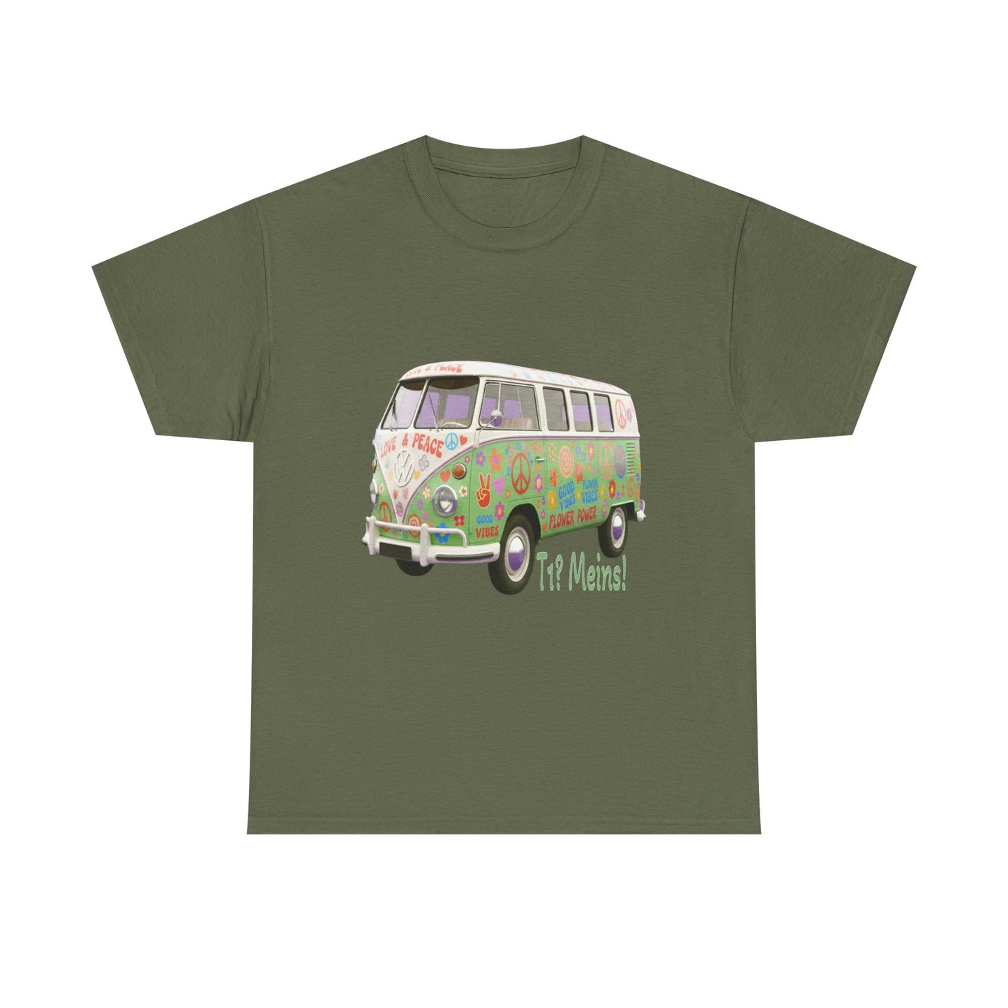 VW Bulli T1 grün (Rückseite Gedicht) - T-Shirt