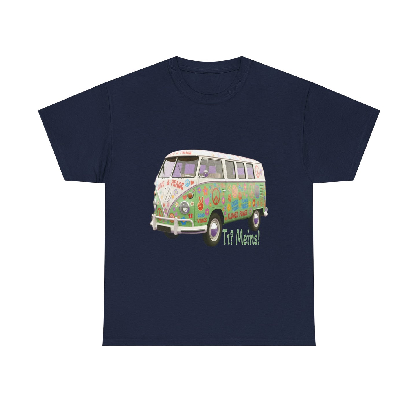 VW Bulli T1 grün (Rückseite Gedicht) - T-Shirt
