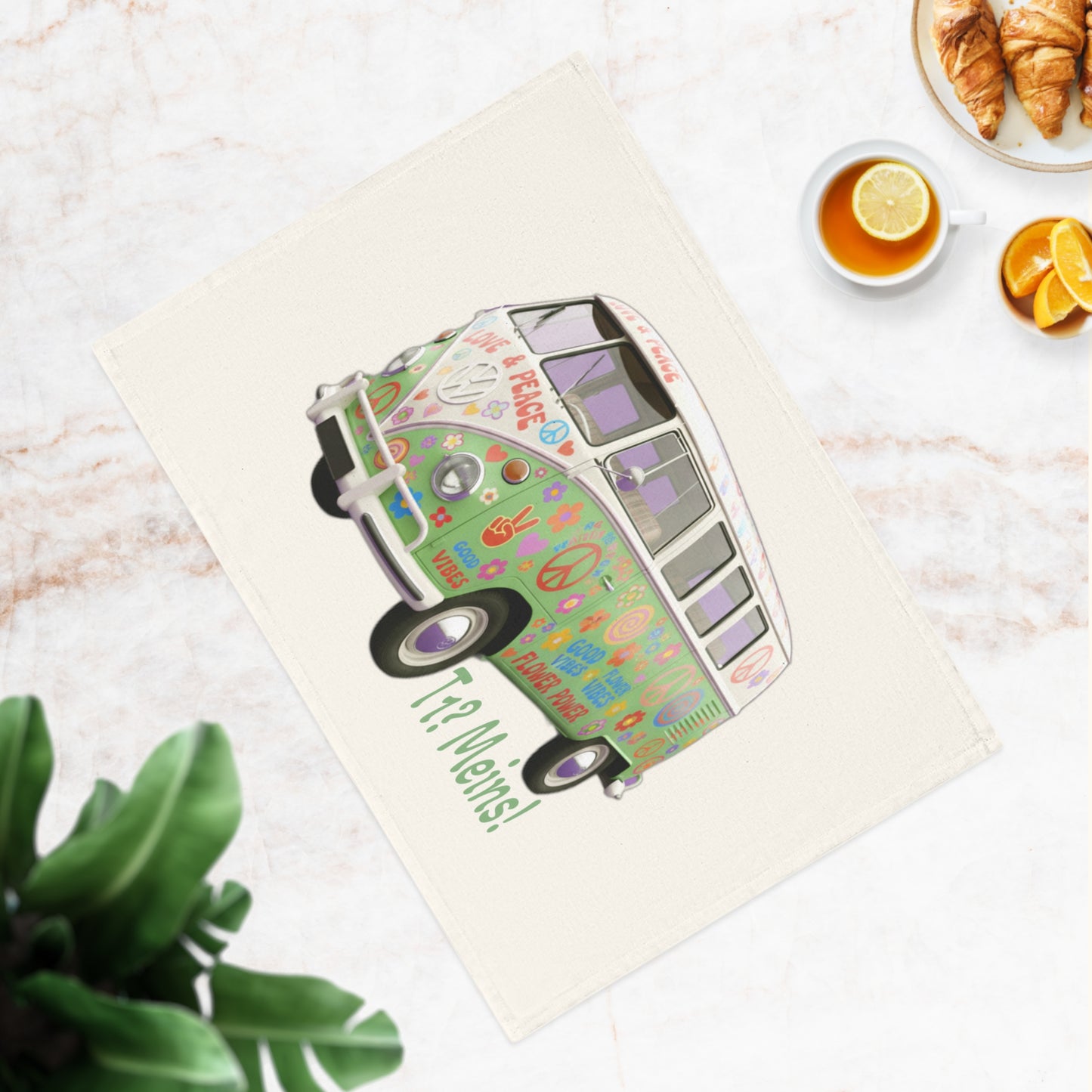 VW Bulli T1 grün - Geschirrtuch