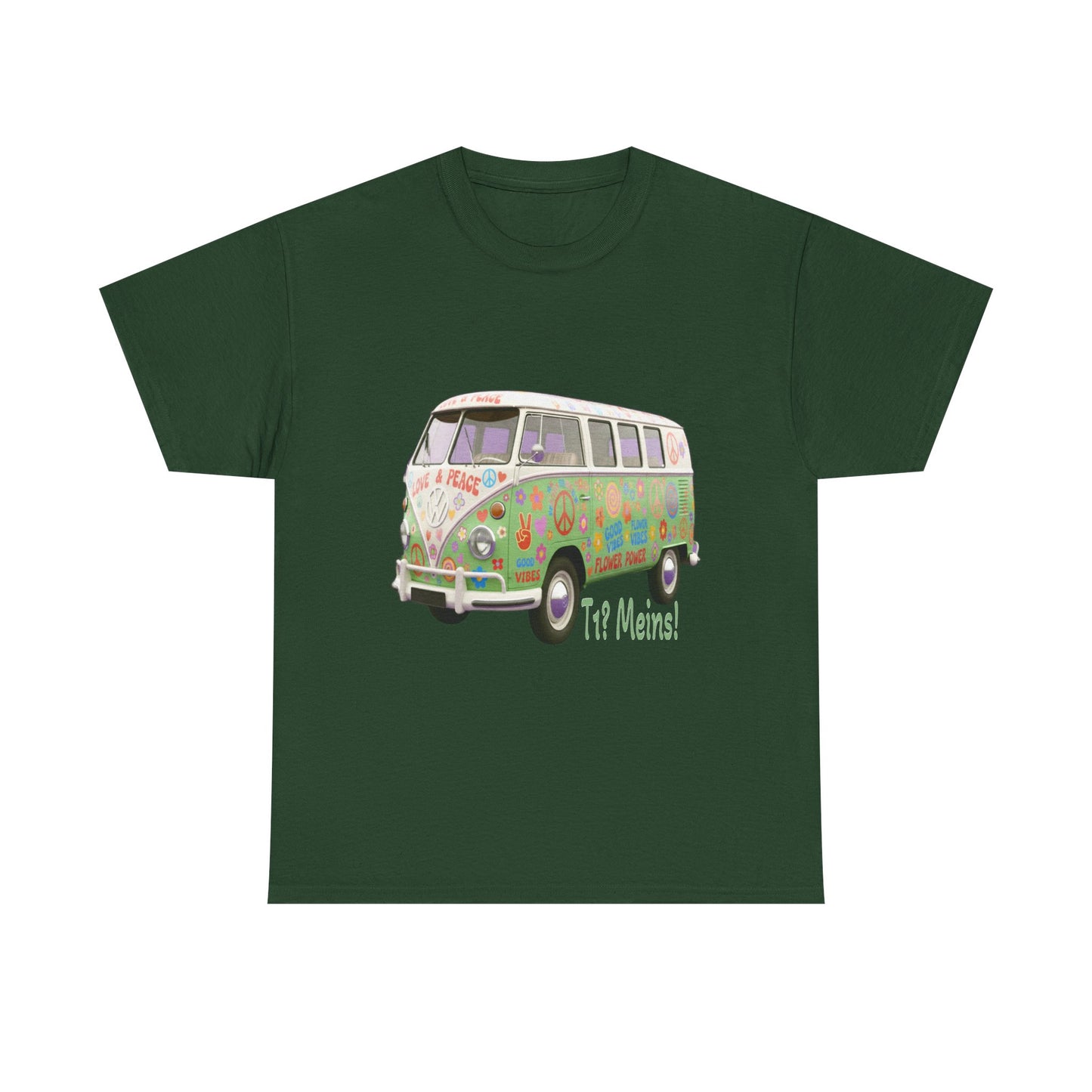 VW Bulli T1 grün (Rückseite Gedicht) - T-Shirt