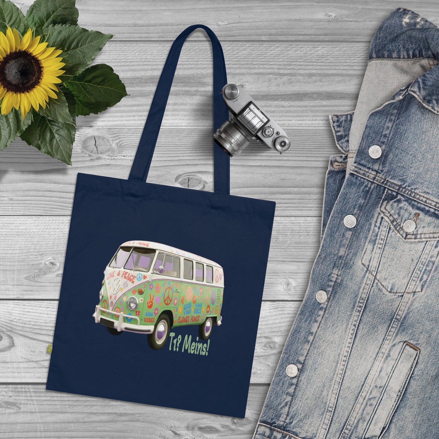 VW Bulli T1 grün (Rückseite Bulli rot) - Bio-Bag