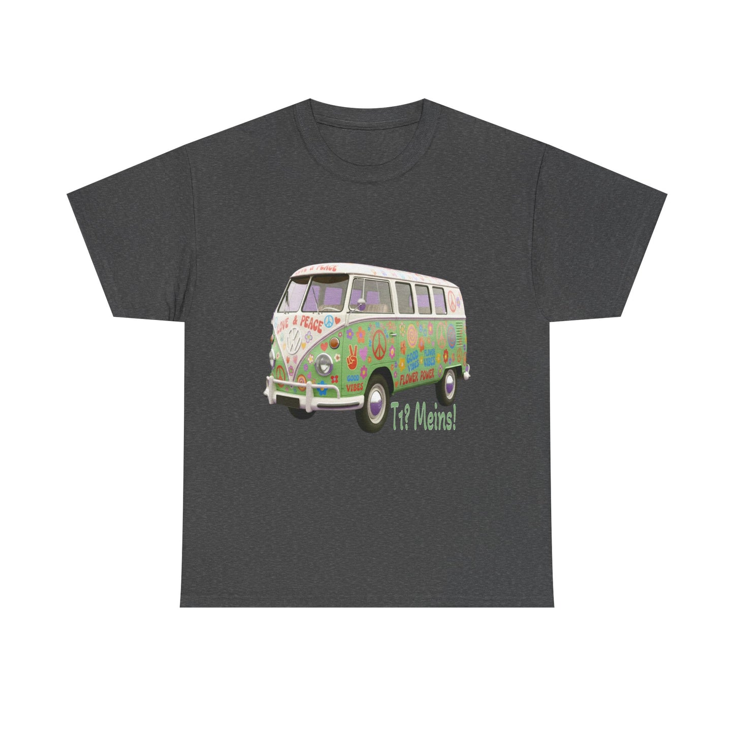 VW Bulli T1 grün (Rückseite Gedicht) - T-Shirt