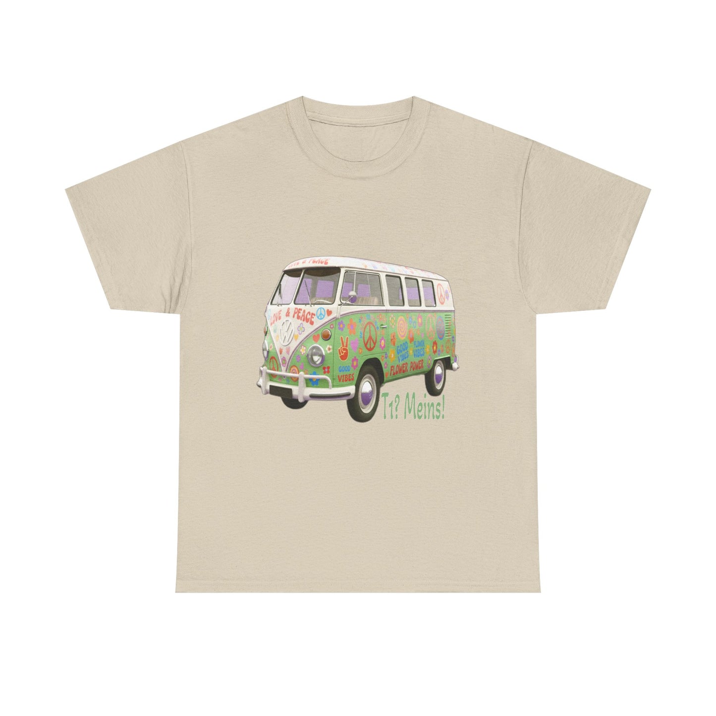 VW Bulli T1 grün (Rückseite Gedicht) - T-Shirt