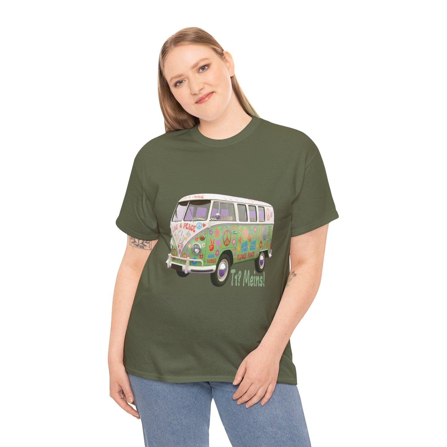 VW Bulli T1 grün (Rückseite Gedicht) - T-Shirt