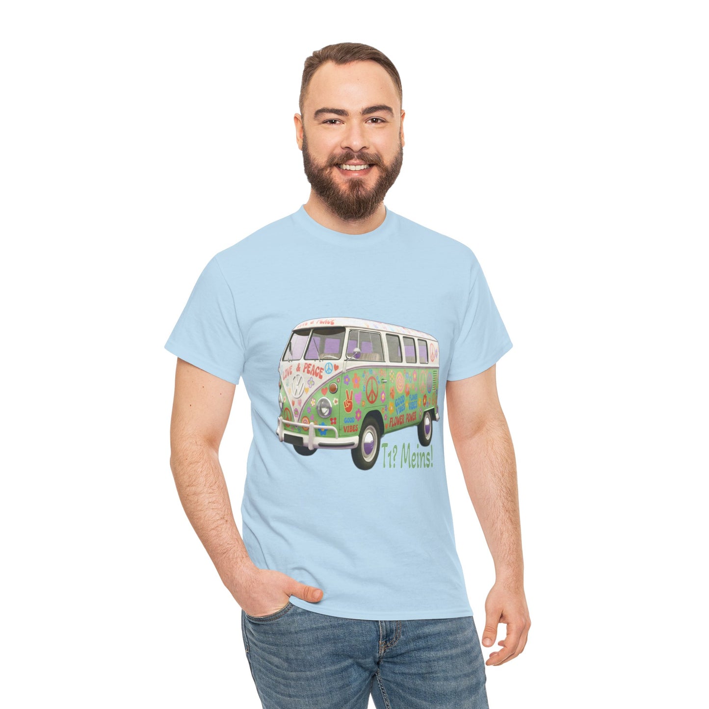 VW Bulli T1 grün (Rückseite Gedicht) - T-Shirt