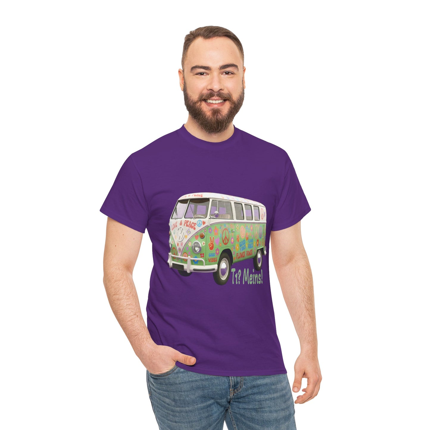 VW Bulli T1 grün (Rückseite Gedicht) - T-Shirt