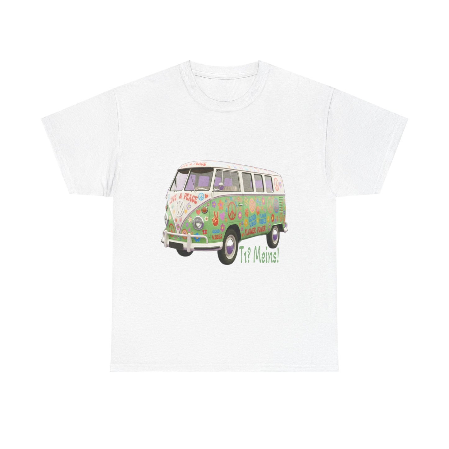 VW Bulli T1 grün (Rückseite Gedicht) - T-Shirt