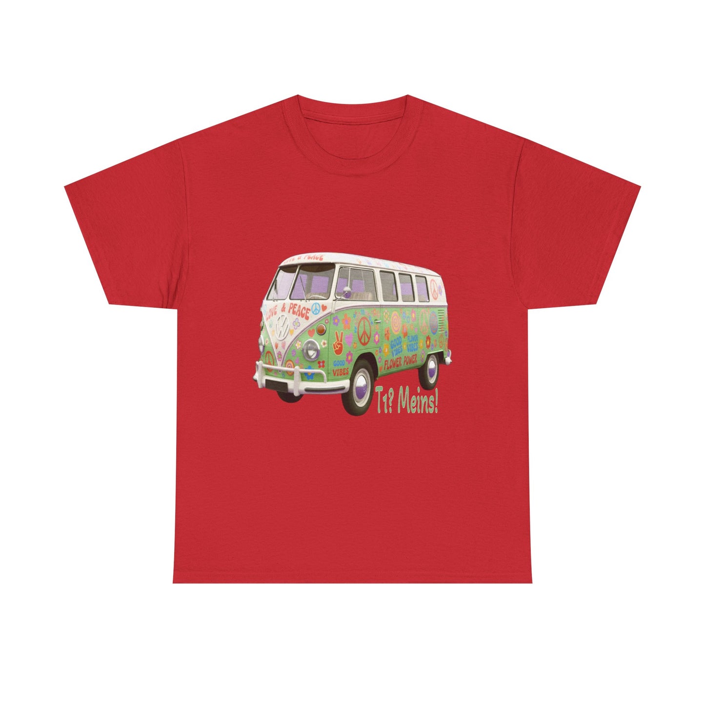 VW Bulli T1 grün (Rückseite Gedicht) - T-Shirt