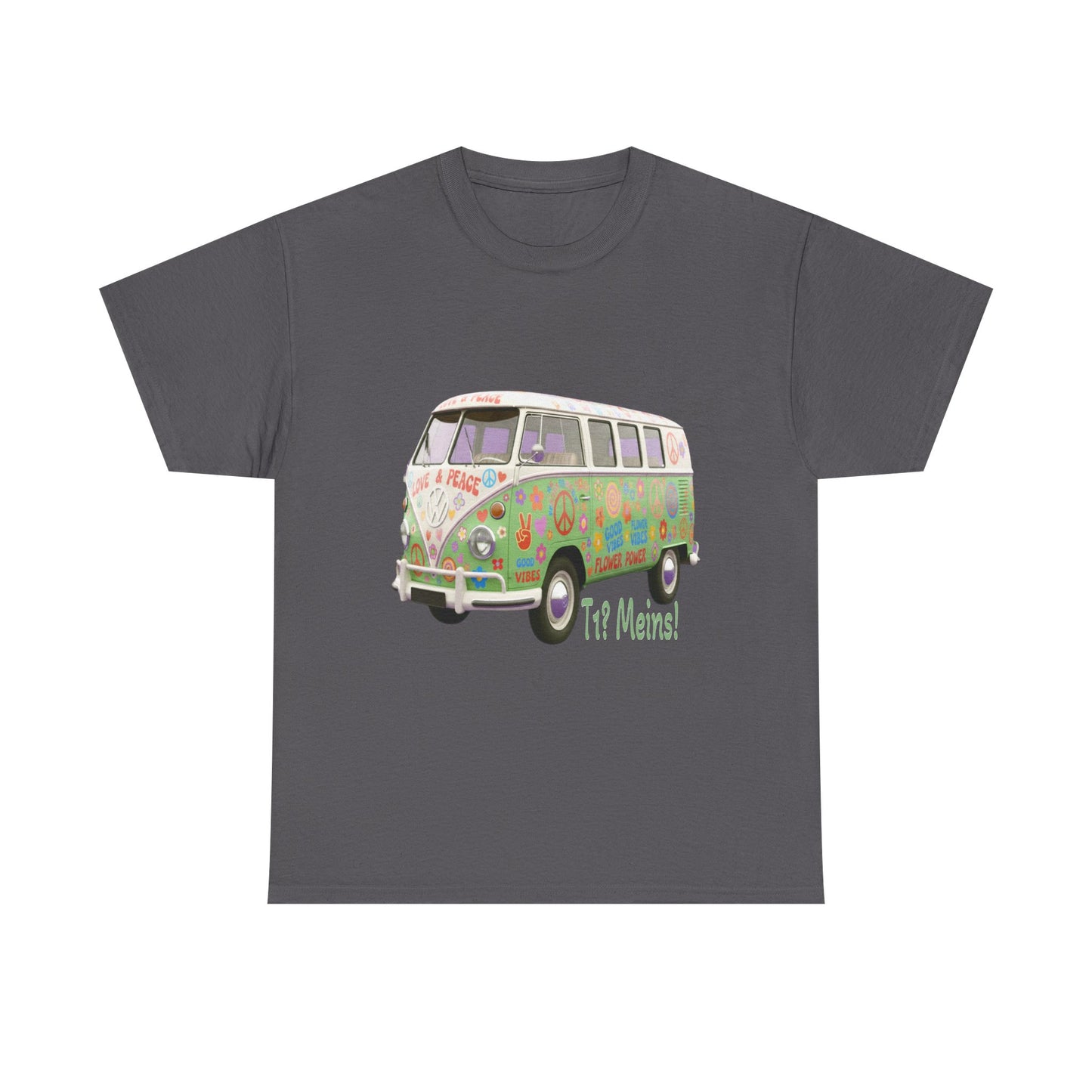 VW Bulli T1 grün (Rückseite Gedicht) - T-Shirt